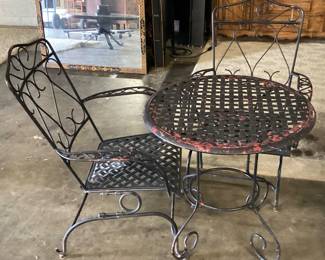 VTG. WROUGHT IRON PATIO BISTRO SET NO SHIPPING PICKUP ONLY