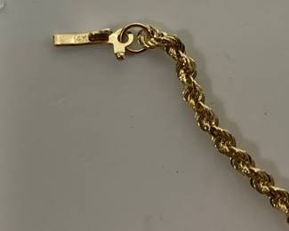 14K GOLD ROPE CHAIN 9.5 GRAMS 22 INCHES