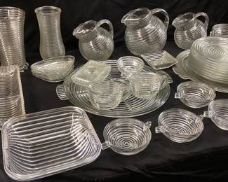 ANCHOR HOCKING MANHATTAN CRYSTAL DEPRESSION GLASS DINNERWARE SET NO SHIPPING PICKUP ONLY