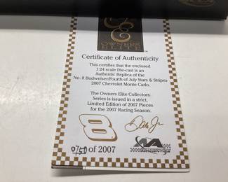 OWNERS ELITE DALE EARNHARDT JR 2007 BUDWEISER FOURTH OF JULY STARS AND STRIPES DIE-CAST CAR