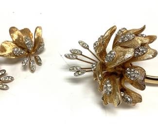 VINTAGE DESIGNER MARCEL BOUCHER CLIP ON EARRINGS AND BROOCH
