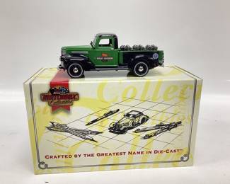 MATCHBOX COLLECTIBLES DIE CAST 1941 CHEVROLET GREEN PICK-UP TRUCK WITH HARLEY DAVIDSON LOGO MODEL YYM 96652