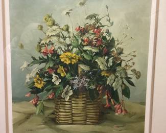 COTTAGE FRAMED WATERCOLOR BY GIB CROCKETT AND ONE DAY SIGNED PRINT 418/500 BY DELLA ROBERTS