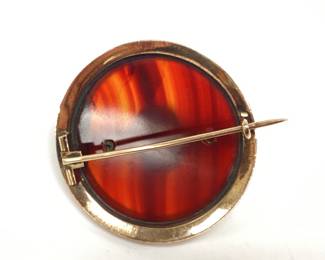 14K ANTIQUE SCOTTISH BROOCH FEATURING AGATE CROSS EARLY 20th CENTURY WEIGHING 14.5 GRAMS