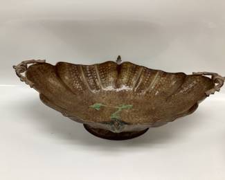VTG. BRAS REPOUSSE BOWL AND A LARGE CENTER PIECE PLANTER