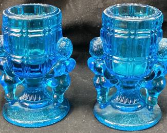 PAIR OF MCKEE PEEK A BOO CHERUB TOOTHPICK HOLDERS 3.5in H