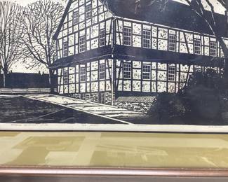 3 SIGNED R.B DANCE PRINTS SINGLE BROTHERS HOUSE AND BAGGE HOUSE OLD SALEM #29/100 AND HANDYS WHEEL #1/500