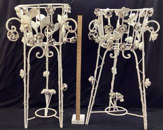  PAIR OF ANTIQUE WROUGHT IRON PLANT STANDS NO SHIPPING PICKUP ONLY