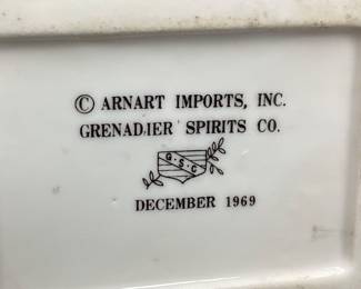 1969 ARNART IMPORTS GRENADIER SPIRITS DECANTER, EUGENE, 13.5in H