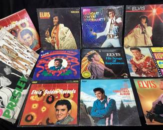 (15) ASSORTED ELVIS PRESLEY VINYL RECORD ALBUMS, HIS SONGS OF INSPIRATION, PURE GOLD, BLUE HAWAII, ELVISâ€™ CHRISTMAS ALBUM, HIS HAND IN MINE NO SHIPPING PICKUP ONLY