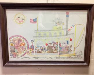 12 PIECE FRAMED PRINTS AND OTHER ART WORK DELTA JANE BY PAT HOWELL, WARDS GROCERY, GETTING AWAY BY MICHAEL SMITH, AND MORE