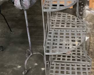 (2) WROUGHT IRON PLANTER & CORNER SHELF PLANT STAND NO SHIPPING PICKUP ONLY
