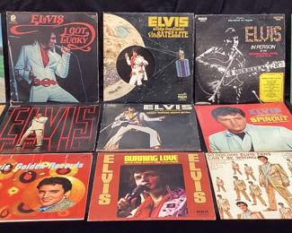 (15) ASSORTED ELVIS VINYL RECORD ALBUMS, SEPARATE WAYS, I GOT LUCKY, BURNING LOVE, CHRISTMAS ALBUM, Câ€™MON EVERYBODY NO SHIPPING PICKUP ONLY