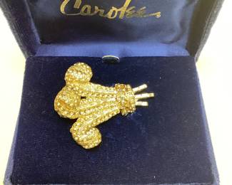 VINTAGE CAROLEE PRINCE OF WALES OSTRICH FEATHER BROOCH BEAUTIFUL SWAROVSKI CRYSTALS IN ORIGINAL BOX