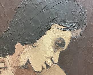 TANKSLEY 1963 SEATED NUDE OIL PAINTING ON WOOD 62 INCHES TALL BY 22 WIDE PICKUP ONLY