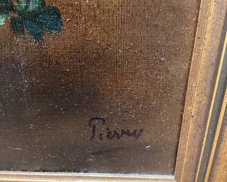 VTG. FLORAL BOUQUET OIL ON CANVAS BY PIERRY 20th CENTURY ITALIAN ARTIST 16x20 inches