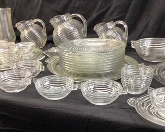 ANCHOR HOCKING MANHATTAN CRYSTAL DEPRESSION GLASS DINNERWARE SET NO SHIPPING PICKUP ONLY