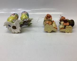 4) VINTAGE GOEBEL HUMMELS Singing lesson trinket bowl, Easter greetings, chick girl and feeding time