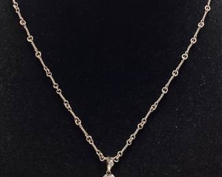 14KT WHITE GOLD DIAMOND CROSS PENDANT NECKLACE, 18in L CHAIN, 14.3g TOTAL WEIGHT