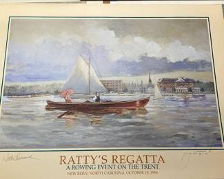 4 R.B DANCE SIGNED PRINTS FALL APPLES #1/900, ROBINS, THE TIDEWAY#180/500, THE MARSHRIDER #180/500 AND RATTYâ€™S REGATTA ROWING EVENT SIGNED