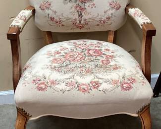 FRENCH LOUIS XV STYLE FLORAL PARLOR CHAIR NO SHIPPING PICKUP ONLY
