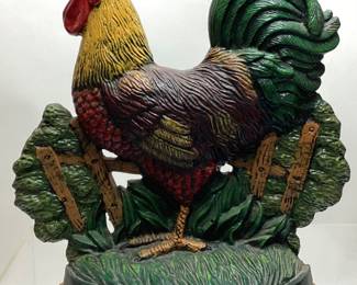 LARGE CAST IRON DECORATED ROOSTER DOORSTOP NO SHIPPING PICKUP ONLY