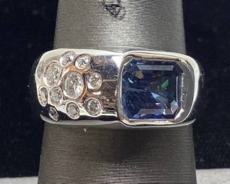 PLATINUM SAPPHIRE & DIAMOND RING, SIZE 7, G.I.A. CERTIFIED, 2.13ct SAPPHIRE, 0.24cts DIAMONDS, 10.9g TOTAL WEIGHT, AIGL APPRAISAL $14,700.00