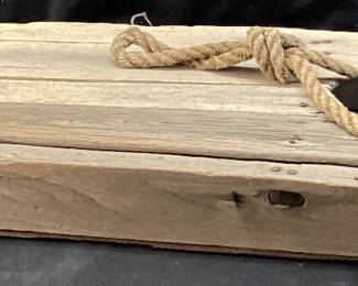  WEATHERED WOOD SLED w WROUGHT IRON RUNNERS, 37in L NO SHIPPING PICKUP ONLY