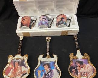 (6) BRADFORD EXCHANGE ELVIS PRESLEY PRESLEY GUITAR PLATES & MUGS