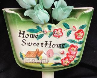TILSO JAPAN HAND PAINTED HOME SWEET HOME DUSTPAN WALL POCKET PLANTER
