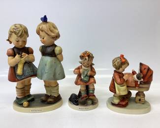 3) VTG GOEBEL HUMMELS Knitting lesson, mothers helper and doll mother