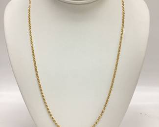 14K GOLD ROPE CHAIN 9.5 GRAMS 22 INCHES