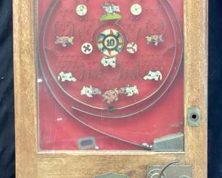 EARLY 20th CENTURY WALL MOUNT PINBALL SLOT MACHINE NO SHIPPING PICKUP ONLY
