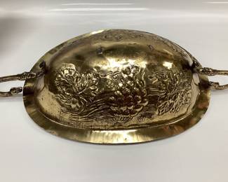 VTG. BRAS REPOUSSE BOWL AND A LARGE CENTER PIECE PLANTER