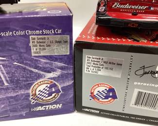 2 DALE EARNHARDT JR ACTION DIE-CAST CARS 2000 MONTE CARLO BUDWEISER U.S. OLYMPIC TEAM CAR AND 2002 MONTE CARLO BUDWEISER MLB ALL STAR GAME