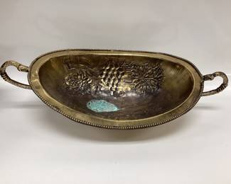VTG. BRAS REPOUSSE BOWL AND A LARGE CENTER PIECE PLANTER