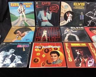 (15) ASSORTED ELVIS VINYL RECORD ALBUMS, SEPARATE WAYS, I GOT LUCKY, BURNING LOVE, CHRISTMAS ALBUM, Câ€™MON EVERYBODY NO SHIPPING PICKUP ONLY