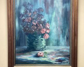 OIL ON CANVAS ARTIST FRAMED ARTIST SIGNATURE UNDETERMINED BUT IN PHOTOS. 30x36 INCHES. NO SHIPPING PICKUP ONLY