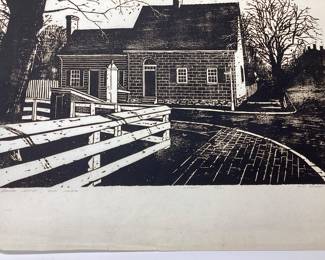 3 SIGNED R.B DANCE PRINTS SINGLE BROTHERS HOUSE AND BAGGE HOUSE OLD SALEM #29/100 AND HANDYS WHEEL #1/500