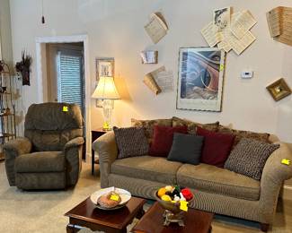 Vintage Thomasville Sofa, Pair of Cherry End Tables, Like New: La-Z-Boy Recliner