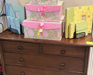 Antique Oak, 3 Drawer Dresser and some Scrap Booking Supplies