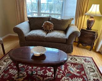 Love Seat, Side & Coffee Tables, Lamp
