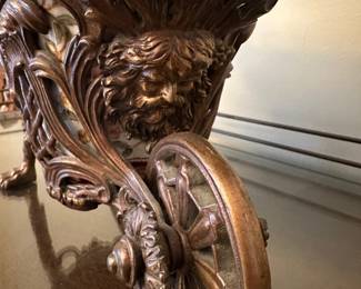 Wong Lee 1895 Carriage Centerpiece w/ Figural Heads & Lion Claw Feet