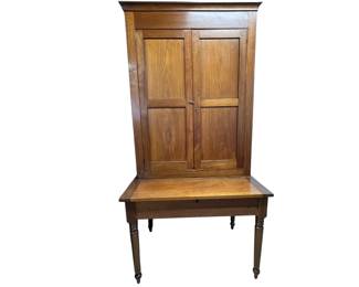 Walnut two piece plantation desk with bookcase top