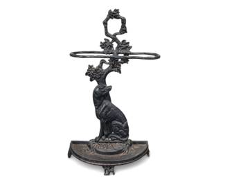 Charming cast iron figural dog umbrella stand