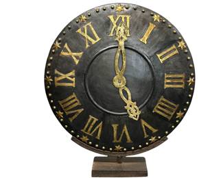 Decorative iron oversize clock dial on stand