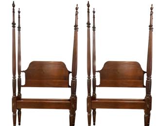 Pair of mahogany twin full poster beds