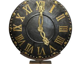 Decorative iron oversize clock dial on stand