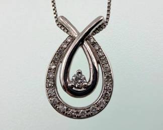 Sterling, diamond teardrop pendant