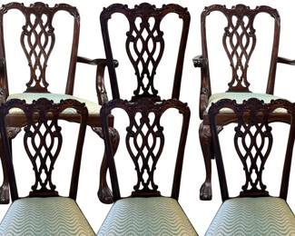 Set of 6 mahogany Chippendale style dining chairs